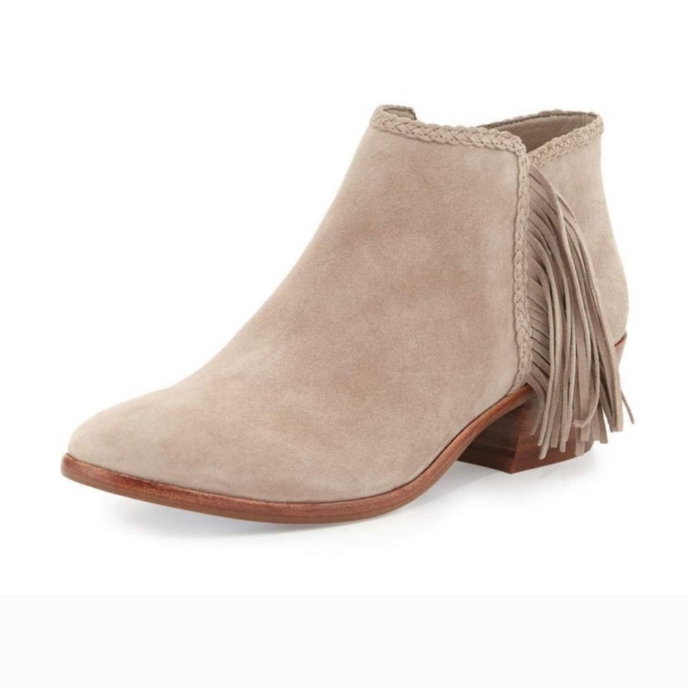 Sam Edelman Tan Ankle Booties with Fringe